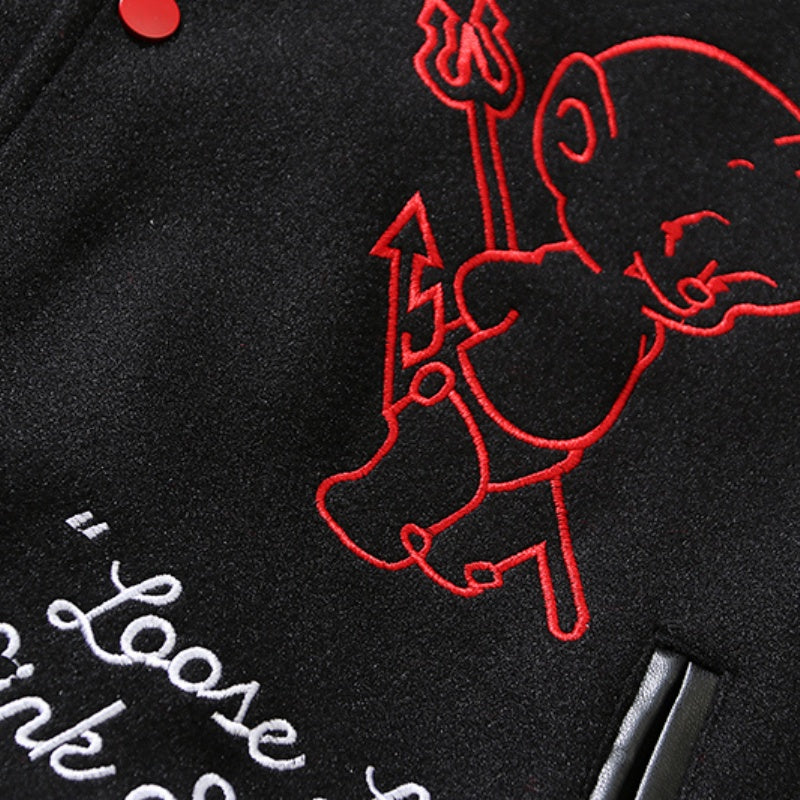 American-style baseball jacket Saint Michael American-style leather-sleeve
