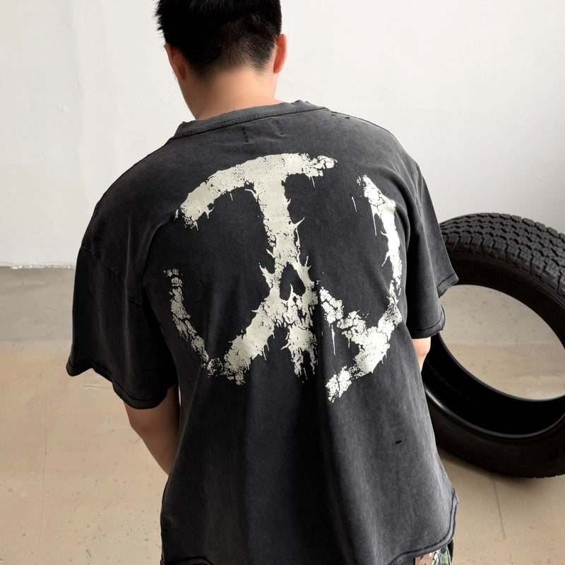 Unisex Vintage T Shirts CHOOOSELF 26SS HELL WAS FULL SO I'M BACK Limited Edition â€?Heavyweight, Washed, Distressed, and Destroyed Streetwear T-Shirt (Boxy/Cropped Punk Style)