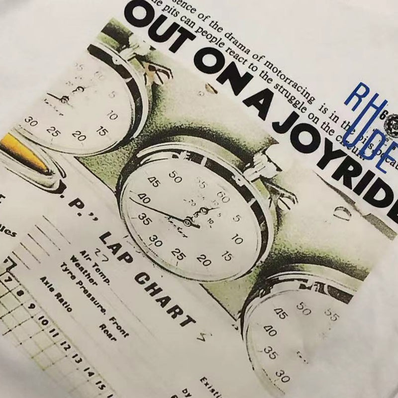 RHUDE T Shirts Old Race Gauge Front & Back Print