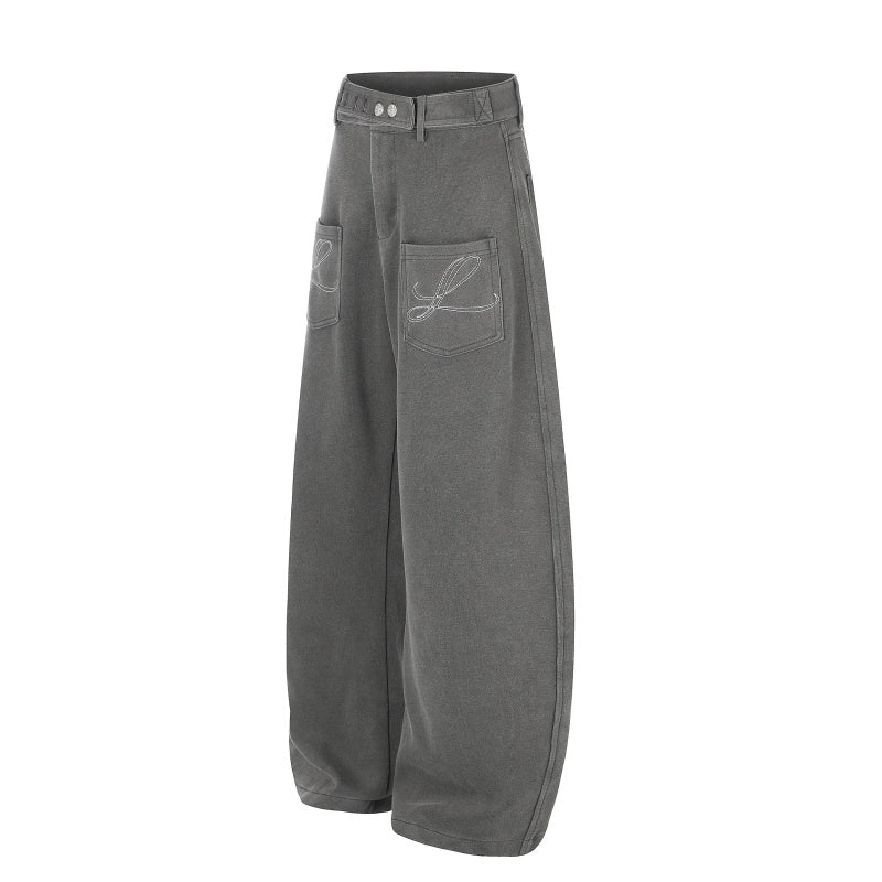 American-style streetwear harem pants Front Pocket Glitter Letter Detail Oversized Cut