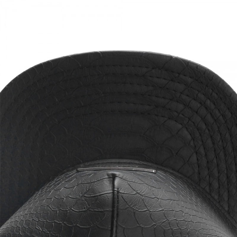 Trendy flat brimmed snapback hatsleather iron logo