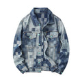 Denim Jacket & Jeans High-Street Trend Streetwear Jacket Vintage Blue Washed Grid Graphic Turquoise Button Casual Denim Outerwear (jacket and jeans must be purchased separately.)