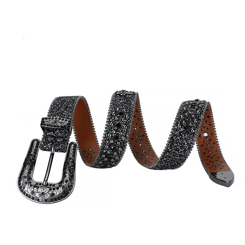 Hip-hop punk rhinestone belt unisex dark style