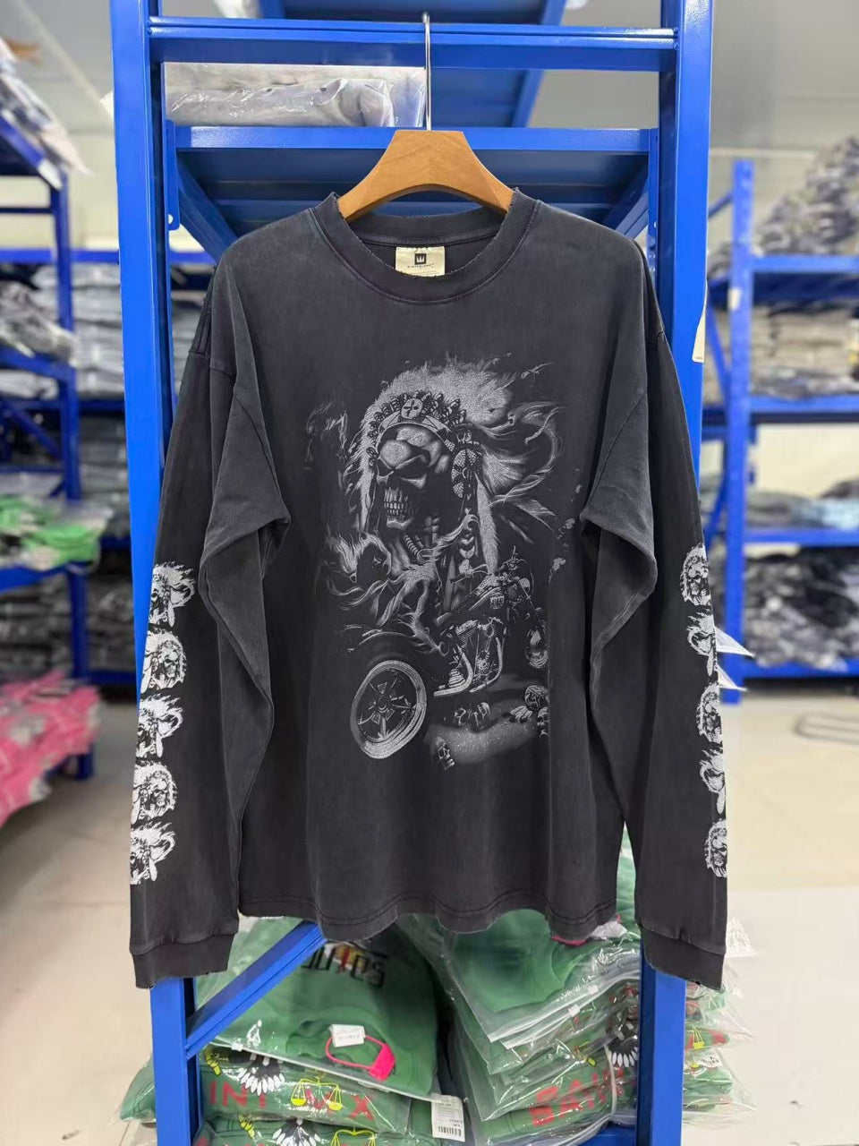 Vintage style washed summer wear Long-sleeved shirt 260G pure cotton high-quality streetwear