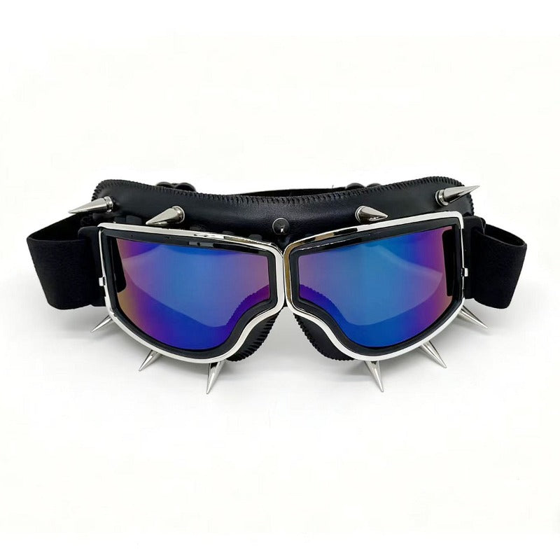 Trendy punk glasses retro leather binding
