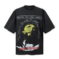 Saint Michael T Shirts Faded Acid Wash Blue Accent Gothic Lettering Portrait Illustration