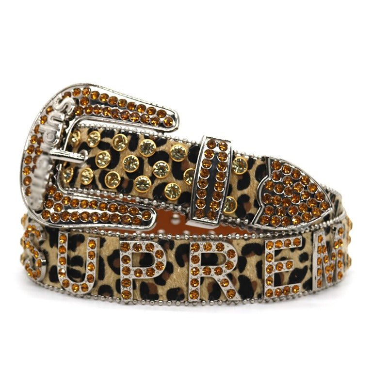 Hip-hop punk rhinestone belt leopard print supreme accessories