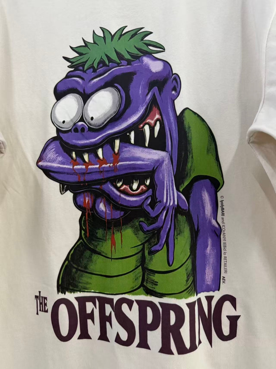 Vintage style washed summer wear T shirt Purple monster 260G pure cotton high-quality streetwear