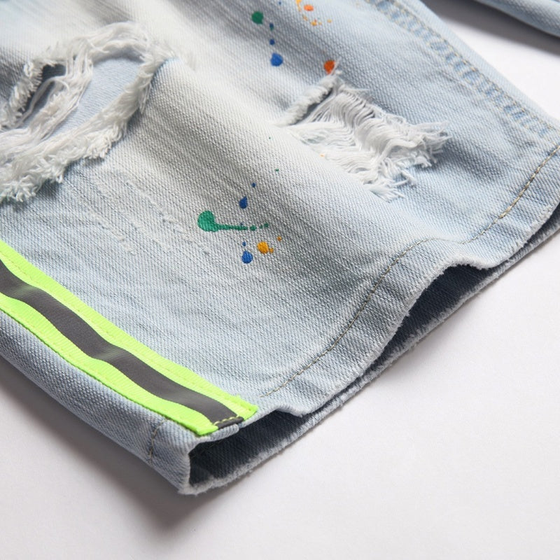 Denim shorts High-quality trendy casual pure cotton Non-stretch plus-size men's clothing