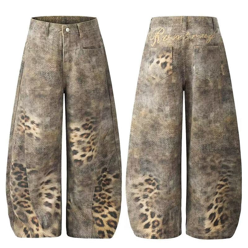 American-style streetwear harem pants Faded Multi-Print Voluminous Apparel