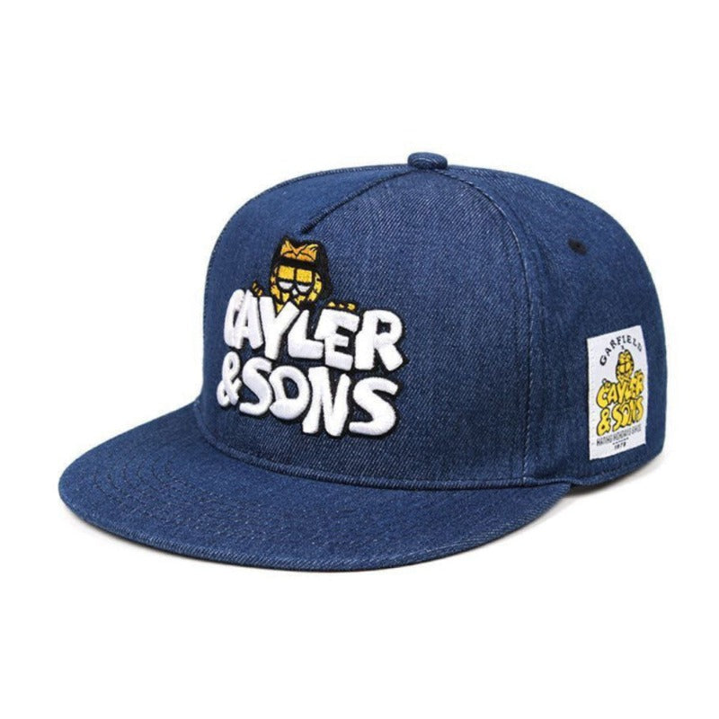 Trendy flat brimmed snapback hatscartoon breathable adjustable sunshade