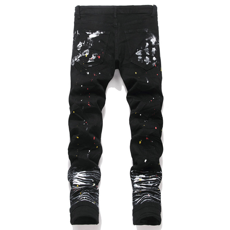 Mens Fashion Jeans White graffiti S8286# Pure cotton high quality