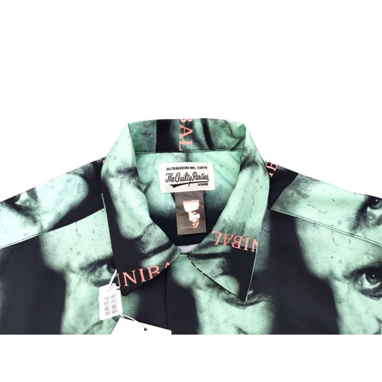 GUILTYPARTIES TIGER Shirts 22ss Exclusive Hannibal Movie Series Portrait Full Print Short Sleeve Shirt Men