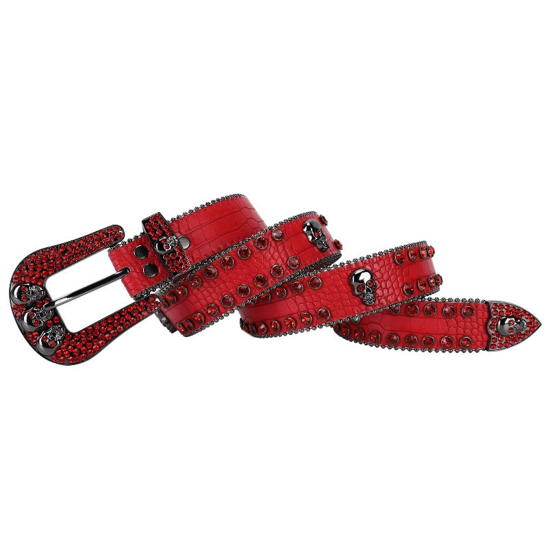 Hip-hop punk rhinestone belt skull punk full of diamonds