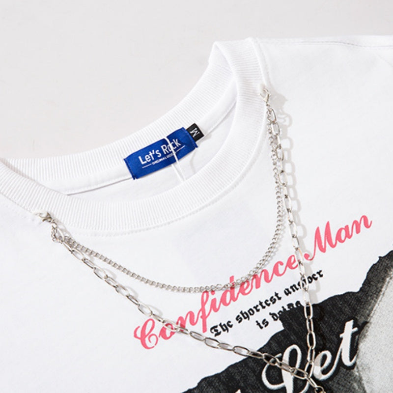 Unisex vintage T-shirts Textured rabbit and letter print