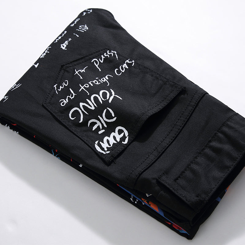 Mens Fashion Jeans Skull Flame 5646# Pure cotton high quality