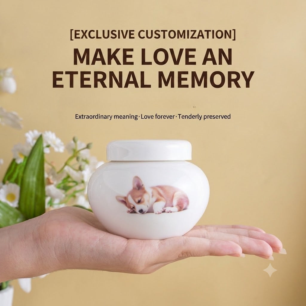 Pet Urn A custom cat puppy dog died cremation funeral urn tooth hair storage jar