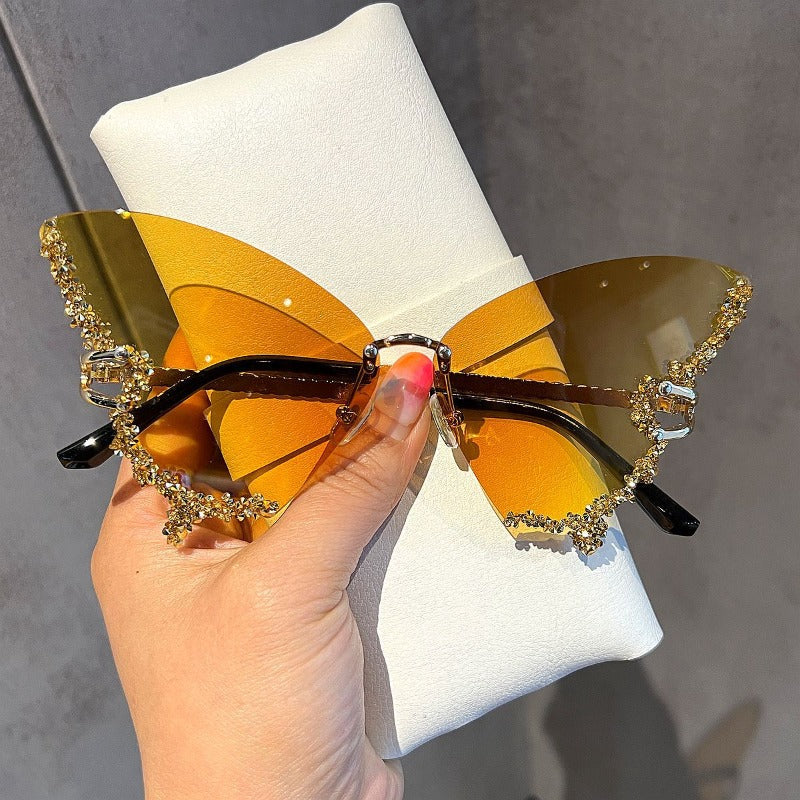 Trendy punk glasses with diamonds