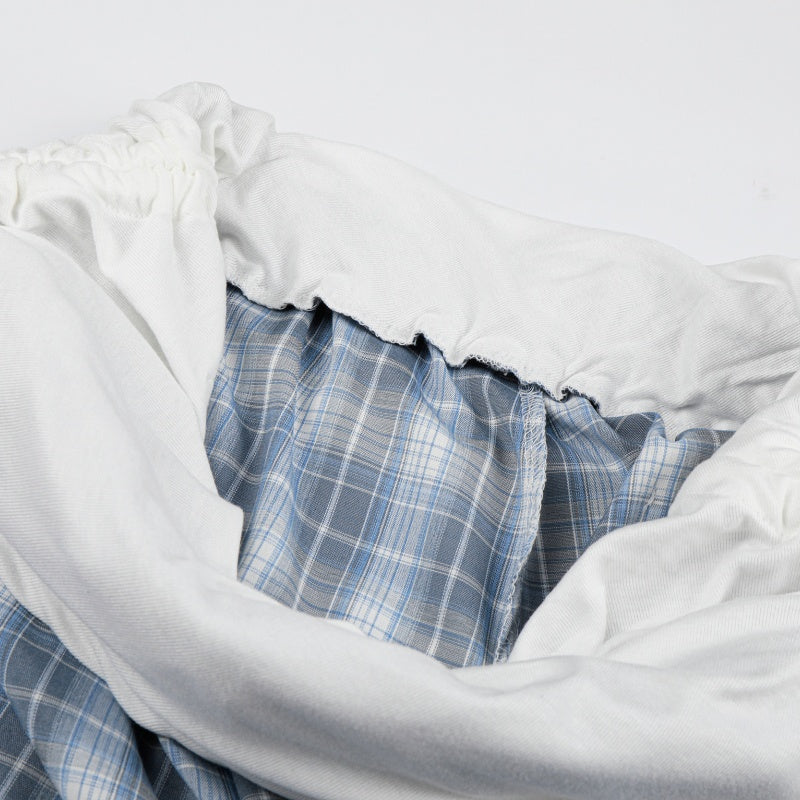 American-style streetwear harem pants Pleated Front Checkered Casual Wear