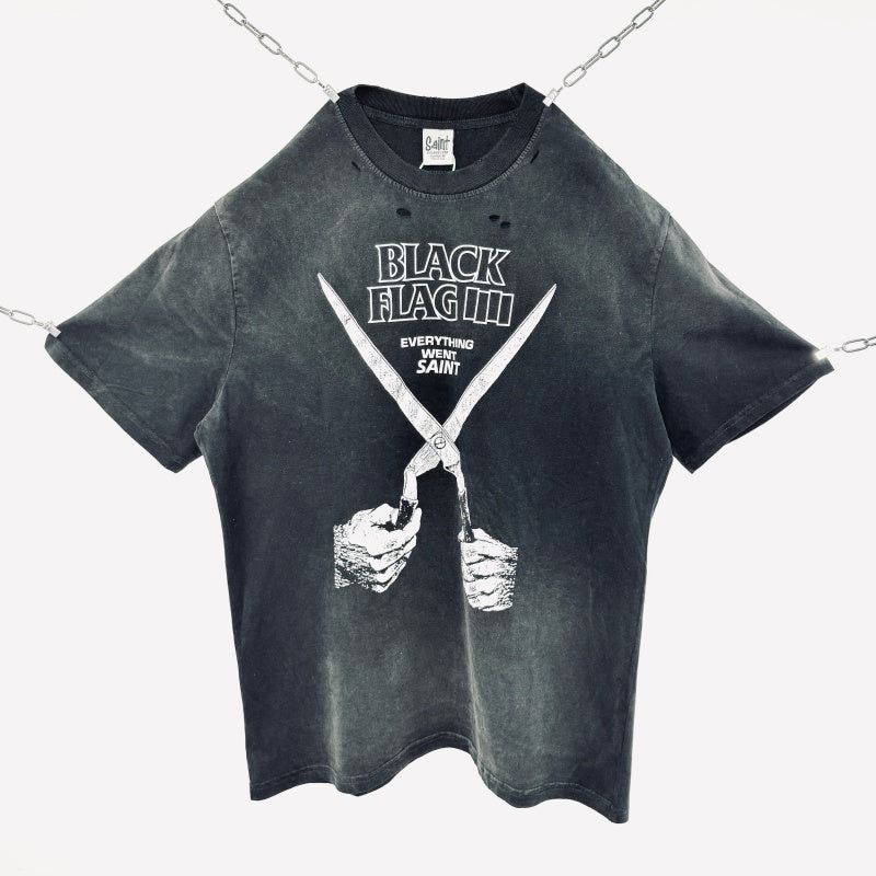 Unisex Vintage T Shirts Black Flag Short-Sleeve T-Shirt â€?featuring airbrushed graphics, hand-distressed detailing, and a vintage-style washed finish. Crafted from custom heavyweight, brushed fabric with a premium feel, and printed using high-qualit