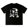 ERD T Shirts Front Chaos Figure Sketch Monochrome Casual Top
