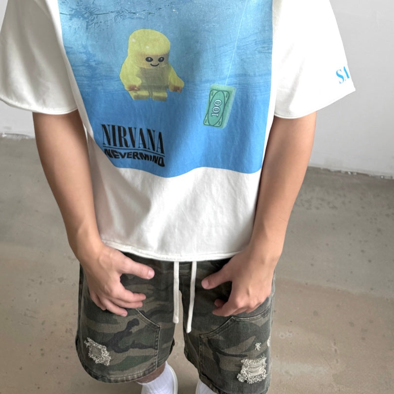 Unisex Vintage T Shirts SAINT × NIRVANA × LEGO Three-Way Collaboration Dollar Baby Limited Edition â€?Features heavyweight 320g fabric (matching the original specifications even after washing) and vintage single-stitch, top-and-bottom hem constructi