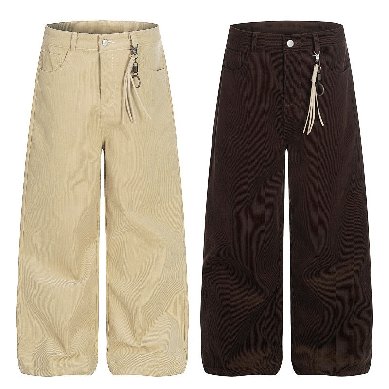 American-style streetwear harem pants Relaxed Silhouette Keychain Detail Outfit