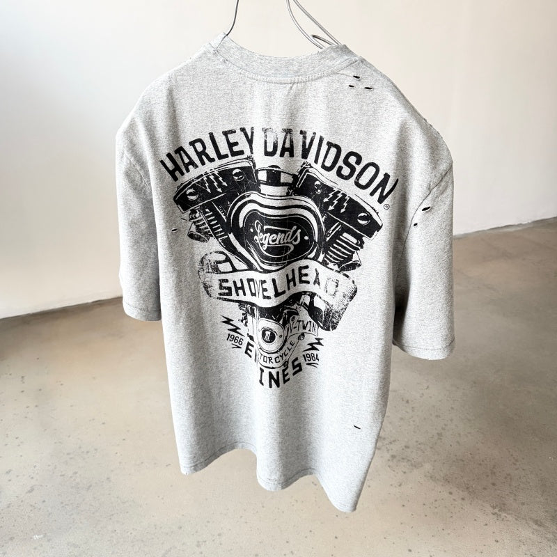 Unisex Vintage T Shirts Saint X BerBerJin X Harley three-way collaboration; heavyweight 280g fabric (post-wash); vintage single-stitch and blind-stitch construction; garment-dyed with enzyme wash and distressed finish.