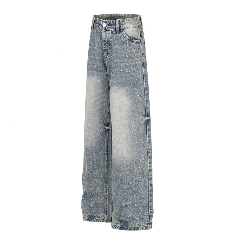 American-style streetwear harem pants Distressed Pale Wash Statement Outfit