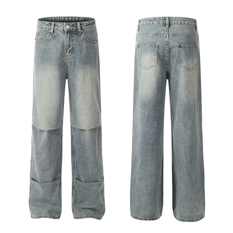 American-style streetwear harem pants Structural Panel Baggy Streetwear Denim Bottoms