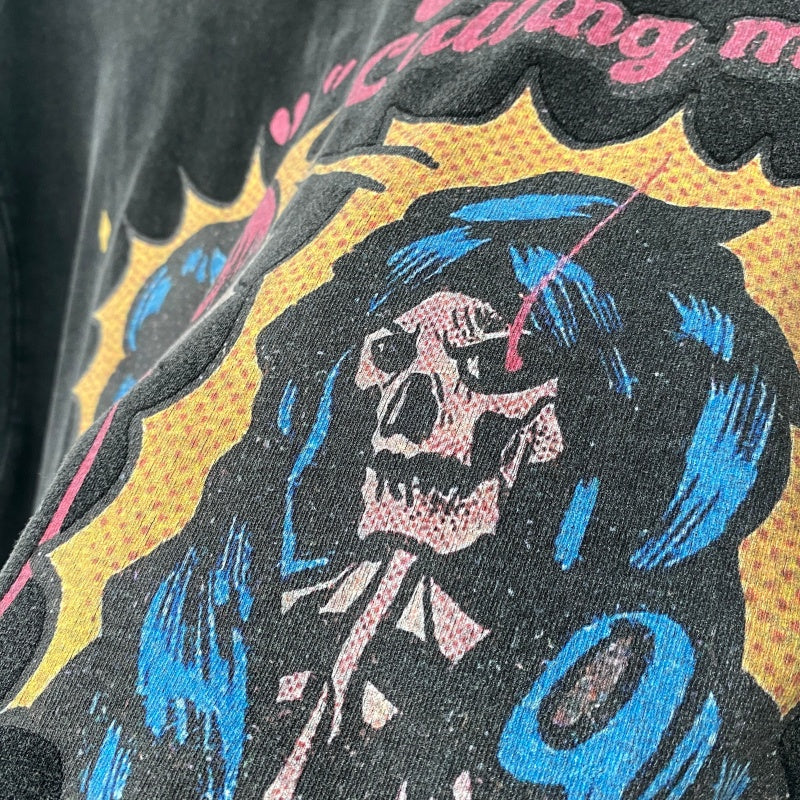 Unisex Vintage T Shirts Evil Spirit Summoning Limited Edition | White Ink Direct-to-Garment Print | High-Street Vintage Style | Heavyweight Distressed Acid Wash