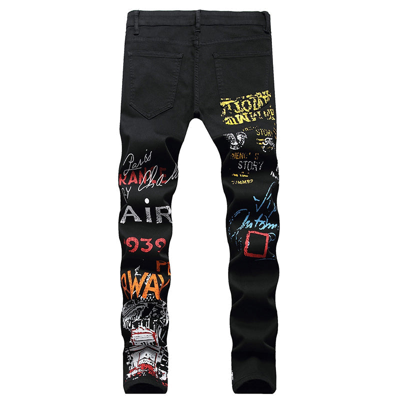 Mens Fashion Jeans Street graffiti style 5601# 5608# Pure cotton high quality