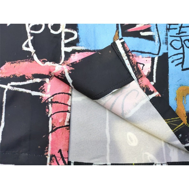 GUILTYPARTIES TIGER Shirts Basquiat graffiti Hawaiian loose short-sleeved shirt men