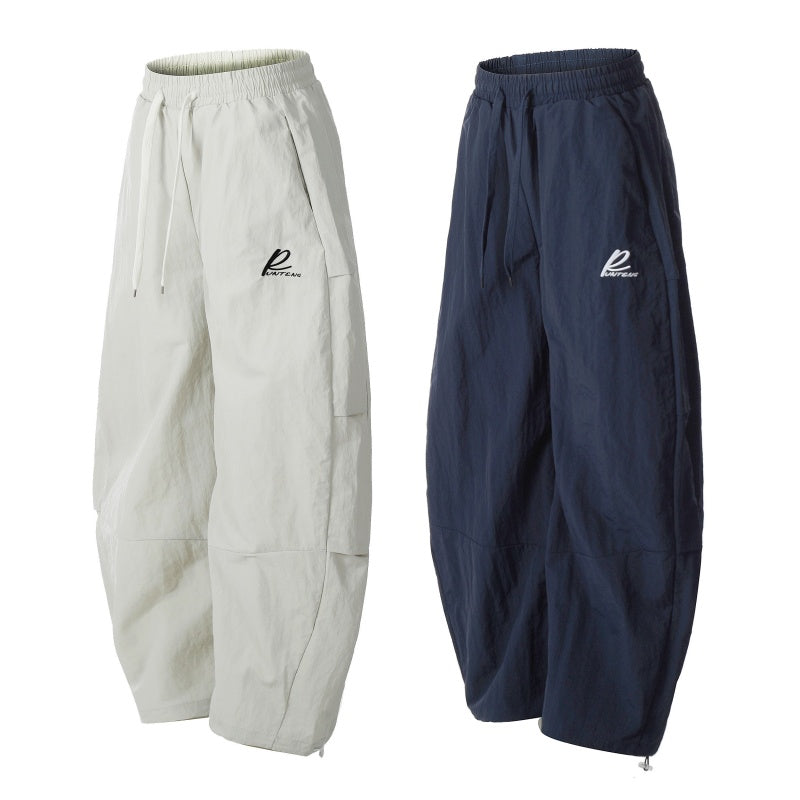 American-style streetwear harem pants Elastic Drawstring Waist Relaxed Barrel Silhouette