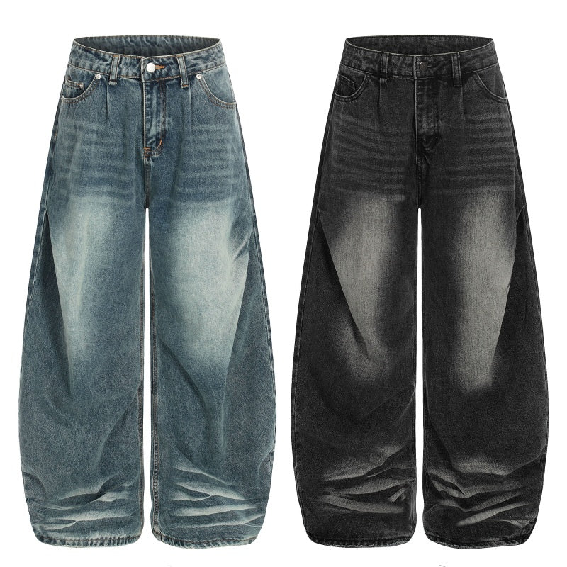 American-style streetwear harem pants Pleated Waist Curved Voluminous Silhouette