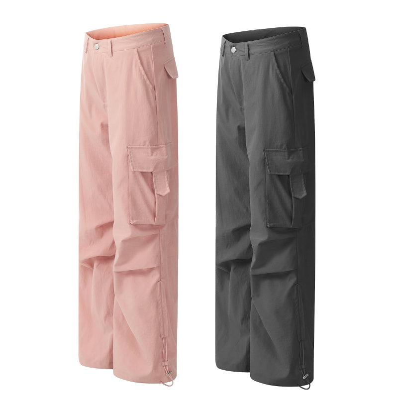 American-style streetwear harem pants Oversized Side Pocket Ruched Casual Cargo Bottoms