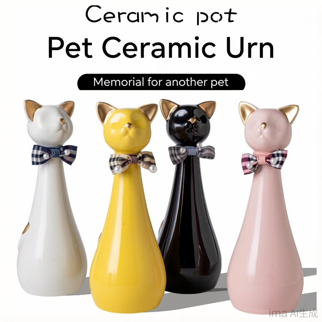 Pet Urn Ceramic Kitten Urn Commemorative Jar Pet Cat Urn Pet Cremation Jar Pet Aftercare Funeral Supplies