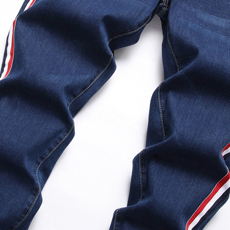 Mens Fashion Jeans Red stripes 7163# Pure cotton high quality