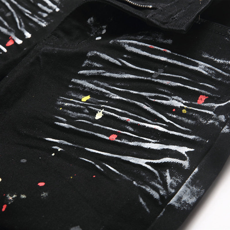 Mens Fashion Jeans White graffiti S8286# Pure cotton high quality