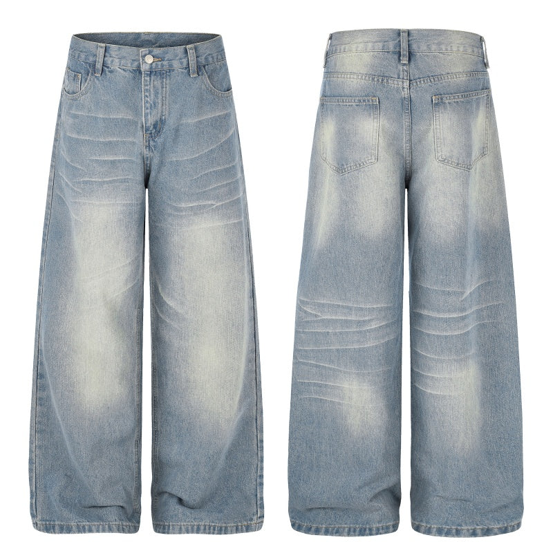 American-style streetwear harem pants Front & Back Crease Wide Leg Silhouette