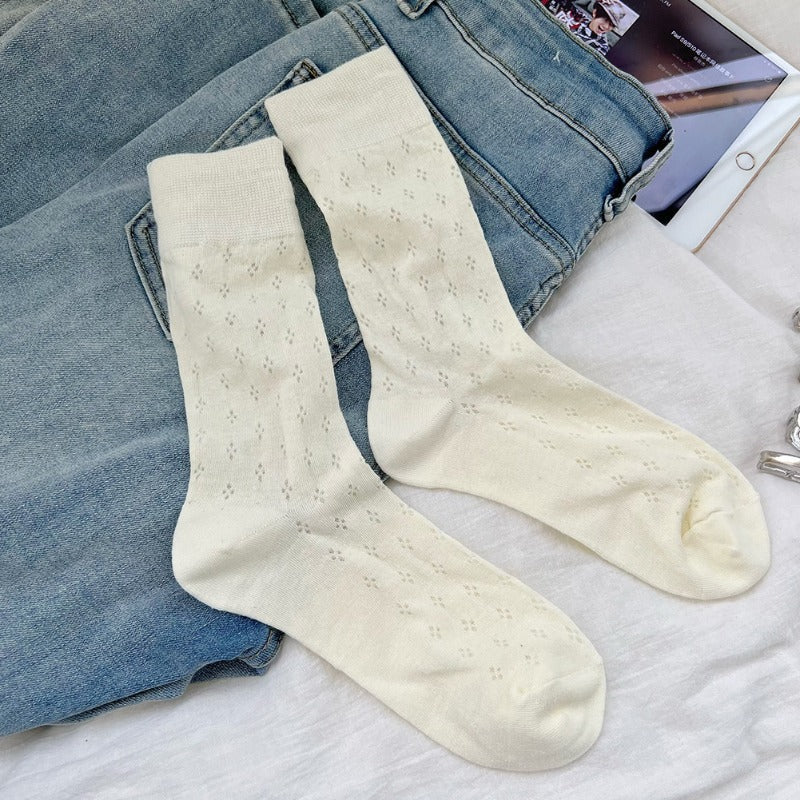 Men socks thin knee socks breathable cut out