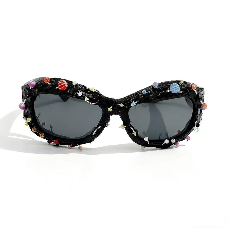 Trendy punk glasses colorful nails weird