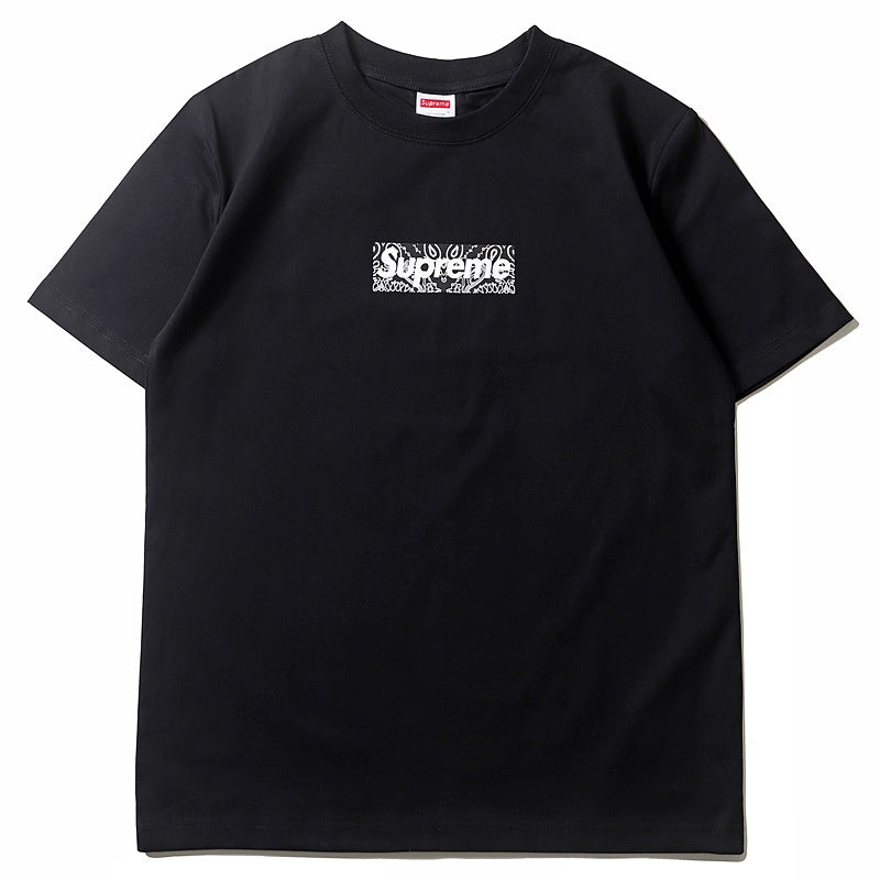 Mens T-shirt Vintage Streetwear brand Supreme paisley Box Logo print