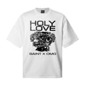 Saint Michael T Shirts Bold Letter Holy Love Mechanical Head Graphic Loose Casual White