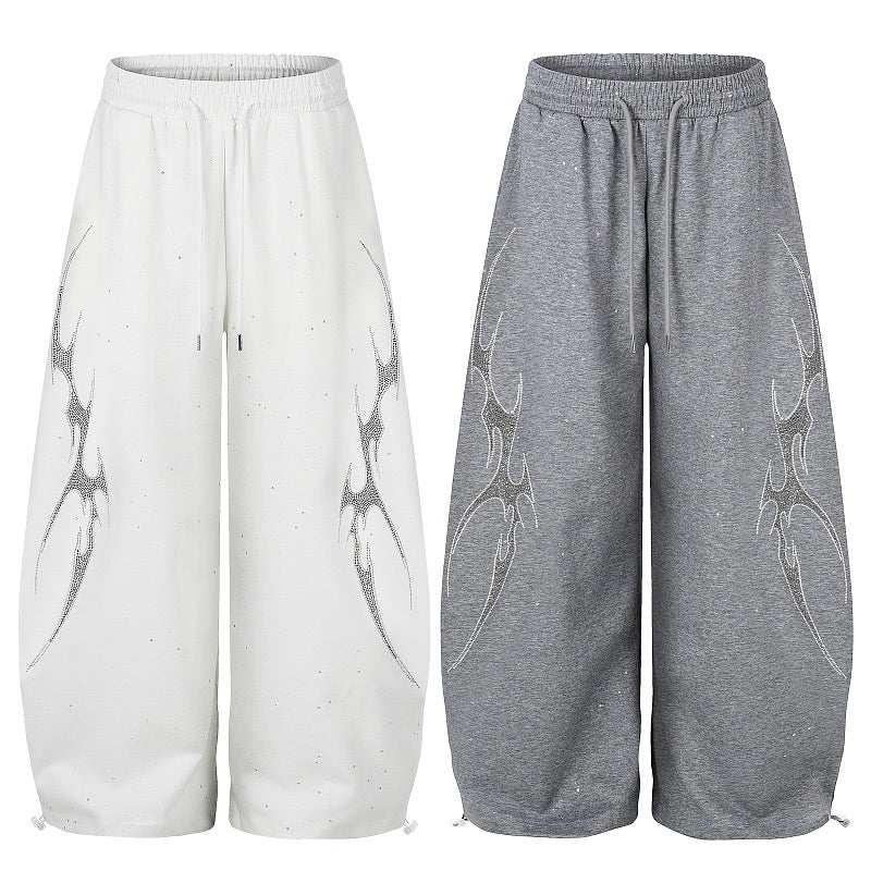 American-style streetwear harem pants Oversized Side Print Y2K Outfit
