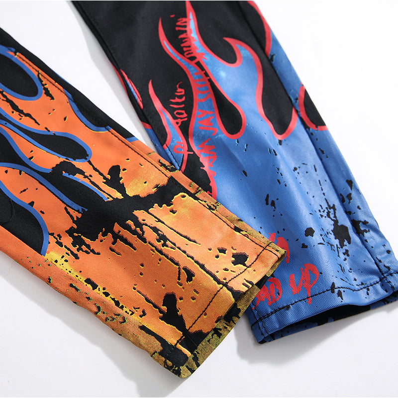 Mens Fashion Jeans Skull Flame 5646# Pure cotton high quality