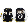 American-style baseball jacket Niche Streetwear STU Black & White Collaboration Embroidered Unisex Piece (Spring/Autumn/Winter)