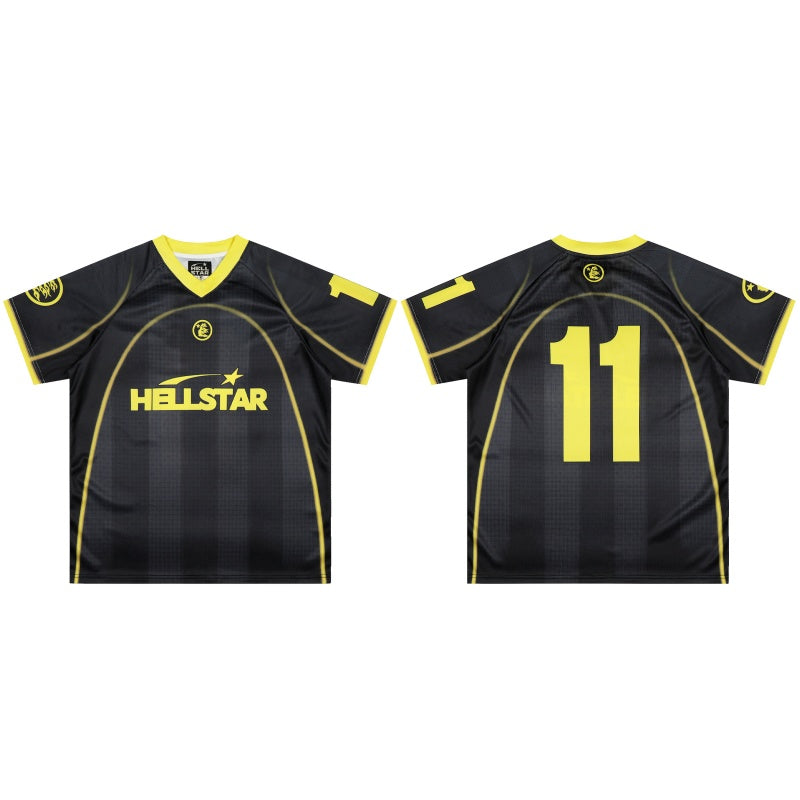 Vintage-style American T-shirt High Contrast Black And Lime Soccer Jersey Print