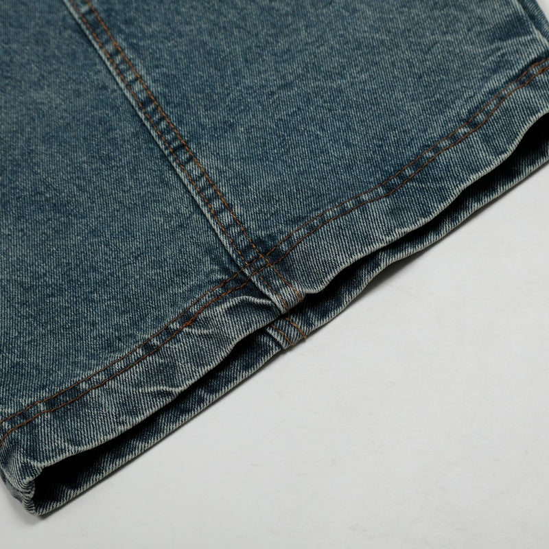 American-style streetwear harem pants Vintage heavy wash curved denim cut