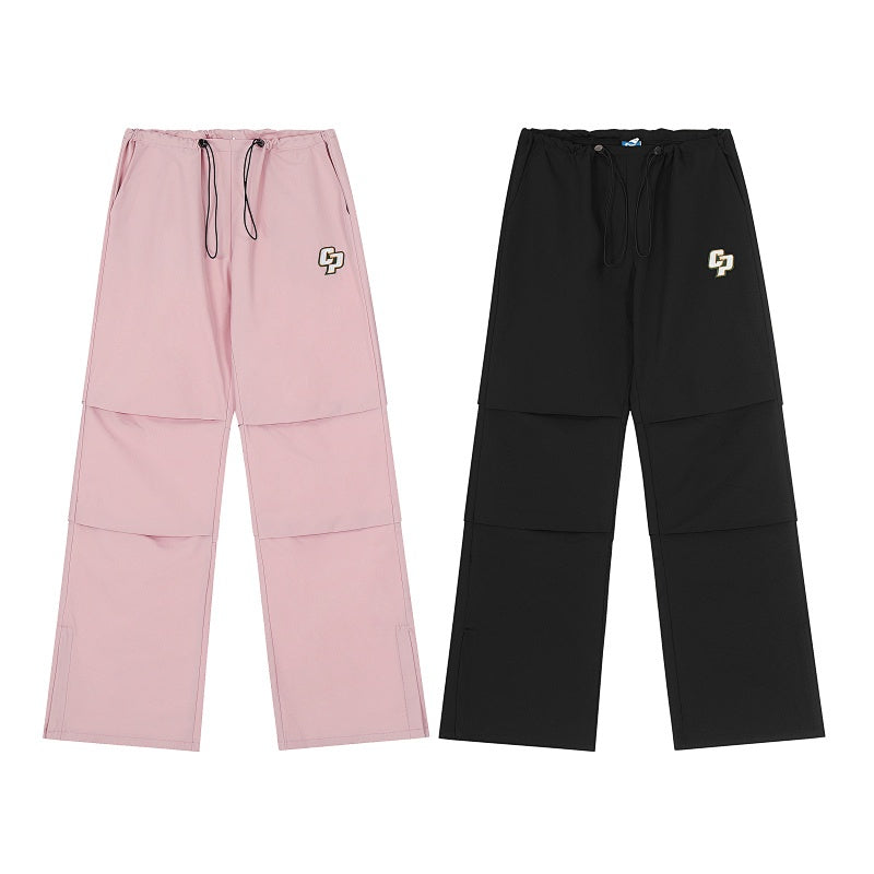 American-style streetwear harem pants Elastic waist with contrast drawstring detail
